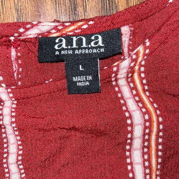 Women's A.N.A red 3/4 sleeved horizontal striped tie front blouse workwear large - Picture 4 of 5